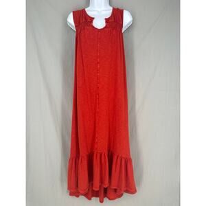 Wonderly Dress Womens XXL Orange Midi Tiered Boho Comfy Casual Cotton Sleeveless